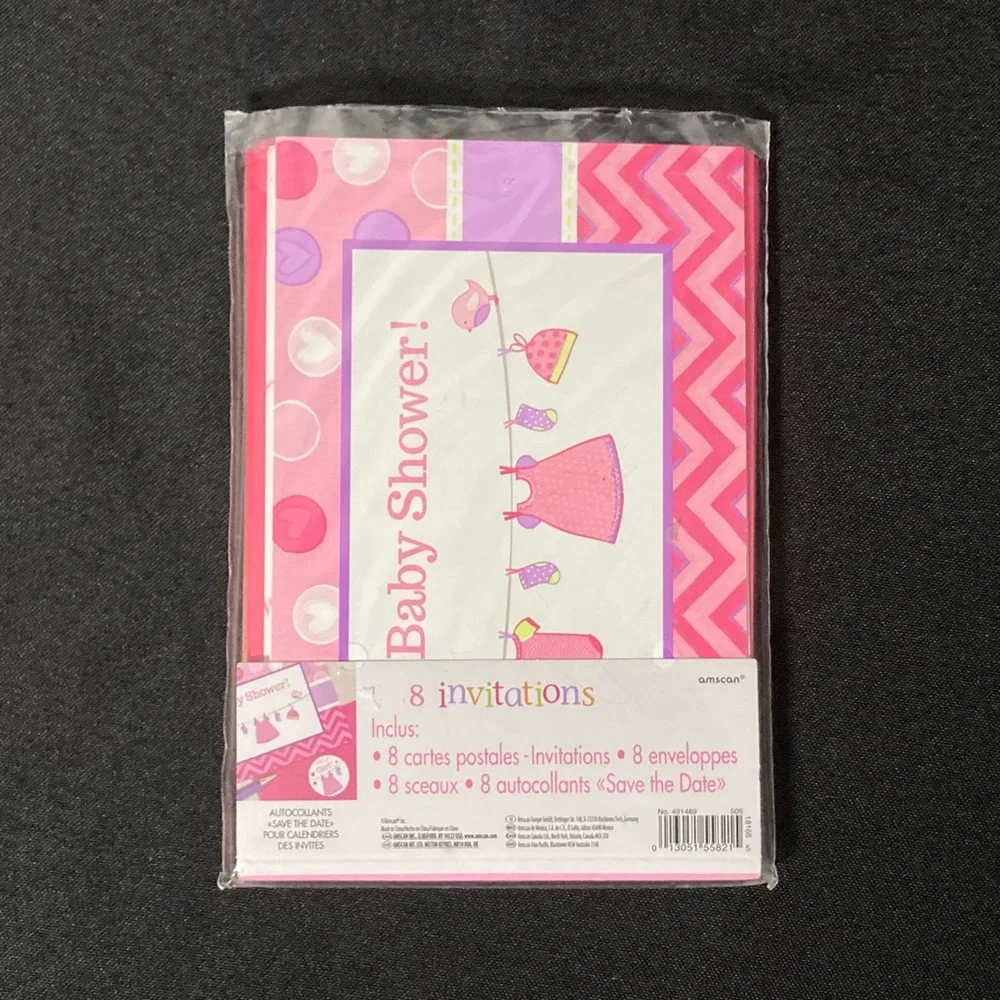 8 Pink Baby Girl Baby Shower Invitations And Envelopes